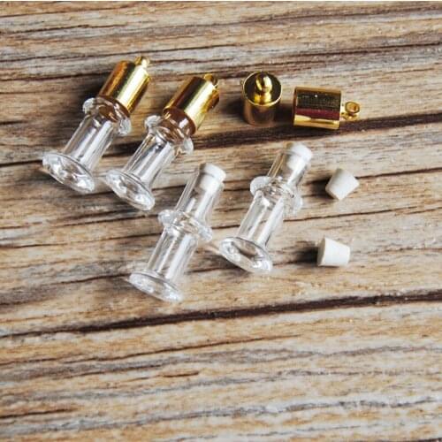 Flat Bottom bamboo joint Glass Vial Pendant Perfume Essential Oil Pendant &Rubber plug DIY miniature/glass/bottles/vials/pendant