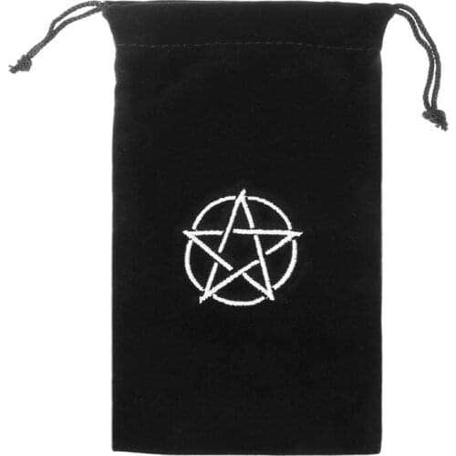 1pcs Velvet Pentagram Tarot Storage Bag Board Game Cards Embroidery Drawstring Package Witchcraft Supplies for Altar Tarot Box