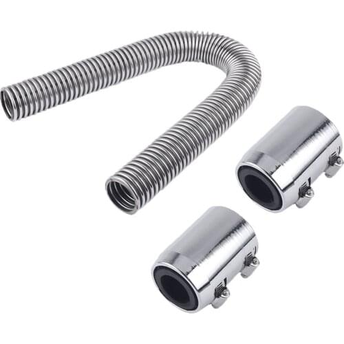 Chrome Stainless Steel Radiator Hose Kit 24' UNIVERSAL Aluminum Clamp Covers