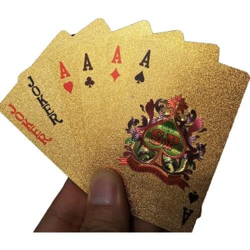 24k Gold Playing Card Poker Game Deck Gold Leaf Poker Suit Plastic Magic Waterproof Deck Of Card Magic Water Gift Collection