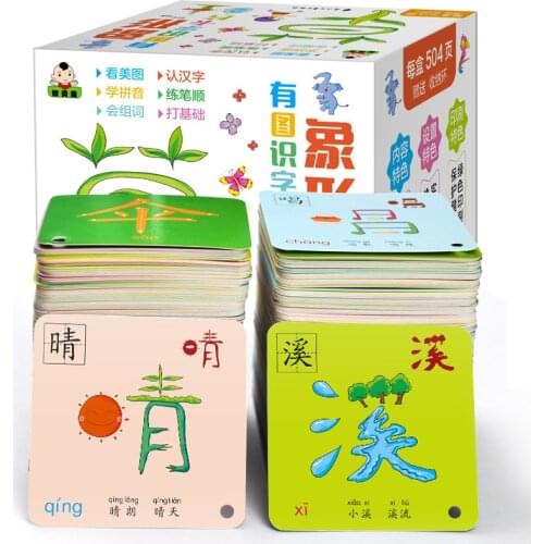 Chinese 1008 Pages Characters Pictographic Flash Card 1&2 for 0-8 Years Old Babies/Toddlers/Children 8x8cm Learning card1in Art