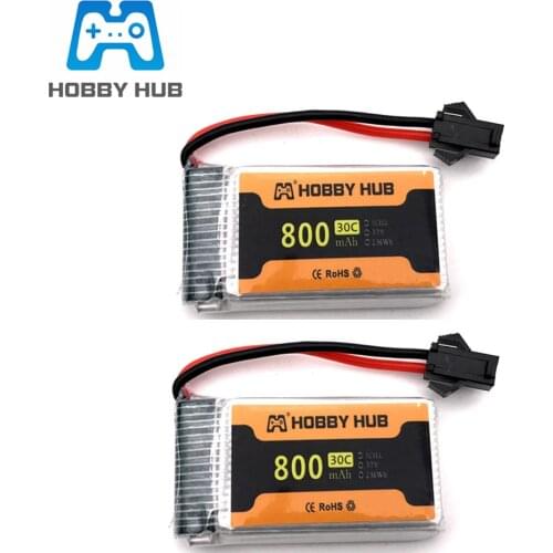 Hobby Hub 3.7v 800mAh lipo Battery For RC Drone Quadcopter Spare parts 902540 3.7v Battery 30C With SM Plug 2pcs