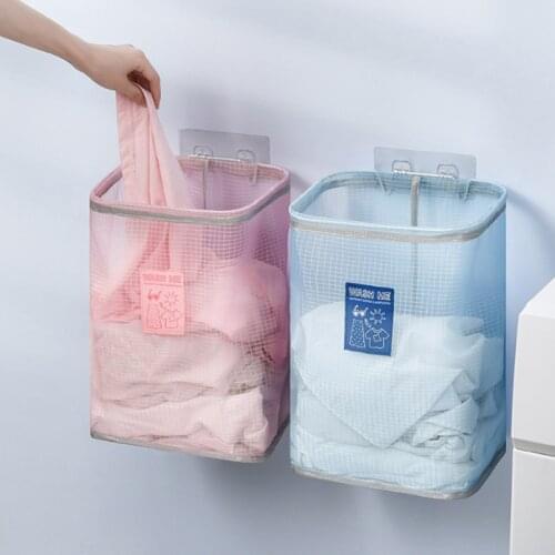 Laundry Basket Mesh Bag Foldiable Laundry Basket Adhesiv Underwear Socks Dirty Clothes Storage Bag Children Toy Storage Bucket