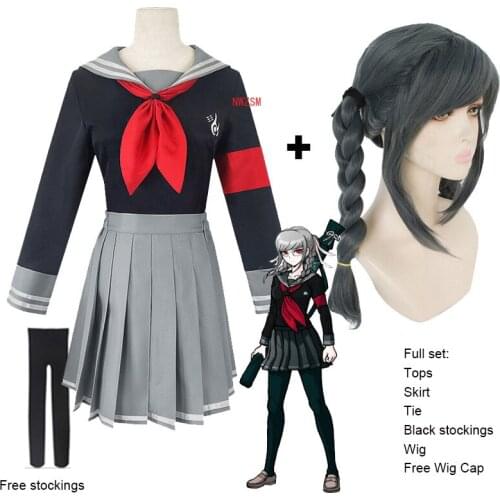Anime Peko Pekoyama Cosplay Costume Danganronpa Peko Cosplay Wig Schoolgirl Sailor Uniform Women Halloween Paty Costumes