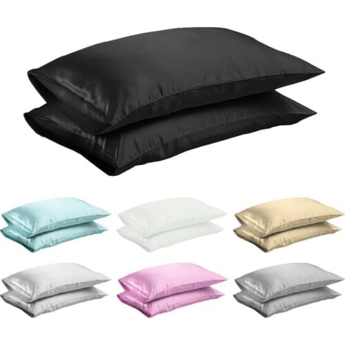 Multi-Color Queen/King Silky Satin Pillow Case Bedding Pillowcase Smooth Home with Envelope Closure Soft Comfortable