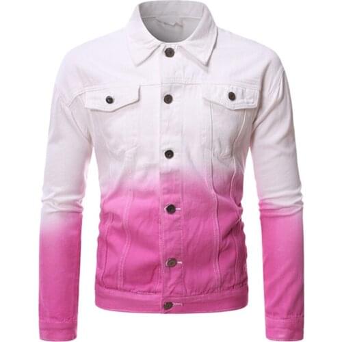 Nice Pop Mens Personality Gradient Denim Jacket Trend Young Mens Jacket Fashion Casual Denim