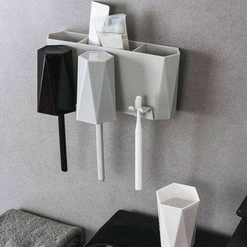 Creative Toothbrush Holder Wall-mounted Suction Cup Bracket Rack Household Bathroom Toothbrush Rotating Brush Rack
