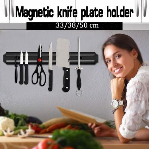 Wall-Mounted Magnetic Knife Holder Stainless Steel Block Magnet Knife Rack Kitchen Storage Organizer Stand for Knives 33/38/50cm