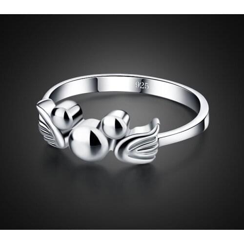 New design of fashionable angel wings ring entity 925 silver ring women attractive lovely girl ring sterling silver jewelry