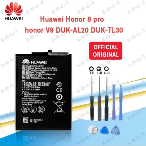 Original Huawei honor 8 Pro Battery DUK-AL20 DUK-TL30 HB376994ECW 4000mAh Full Capacity For Hua Wei V9 Batteries +Tools
