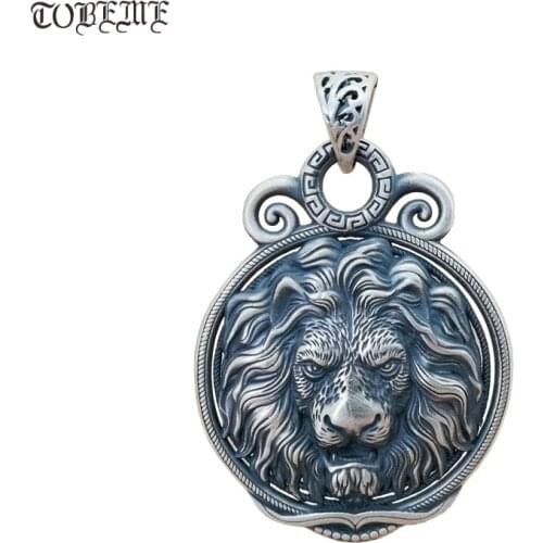 100% 999 Silver Lion Pendant Necklace Real Silver Power King-Lion Pendant Man Pendant Necklace PUNK Jewelry Lion Head Necklace