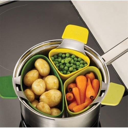 3 Pcs/Set Steamer Basket Silicone Steam Cooker Instant Pot Accessories for Cooking Vegetable Kitchen Tool