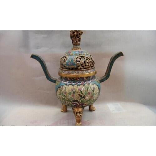 Song voge gem S1413 Chinese Palace Bronze Copper Cloisonne Enamel Dragon Bird Incense Burner Censer
