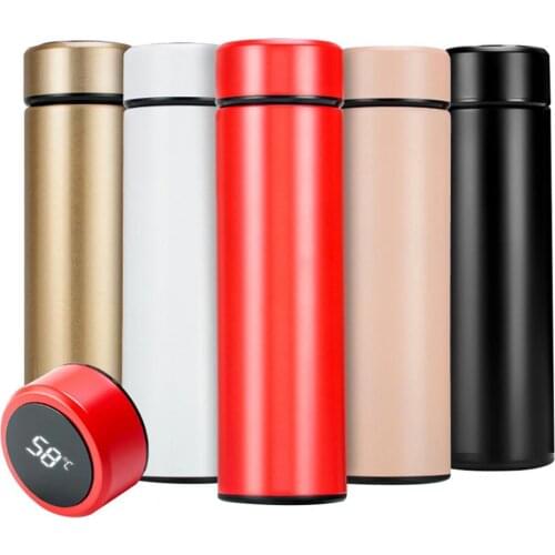 500ml Water Bottle Cup Portable Thermal Stainless Steel Temperature Display Drinking Bottle Cycling Sports Insulated Bottle