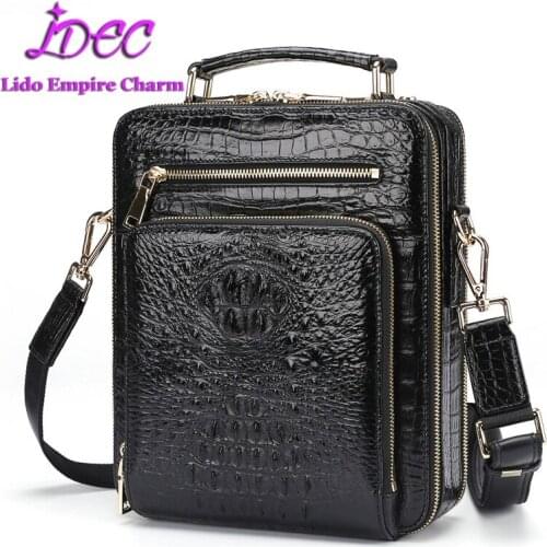 Casual Men Shoulder Bag Vintage Crossbody Bags High Quality Male Bag Crocodile Leather Handbag Capacity Men Messenger Bags