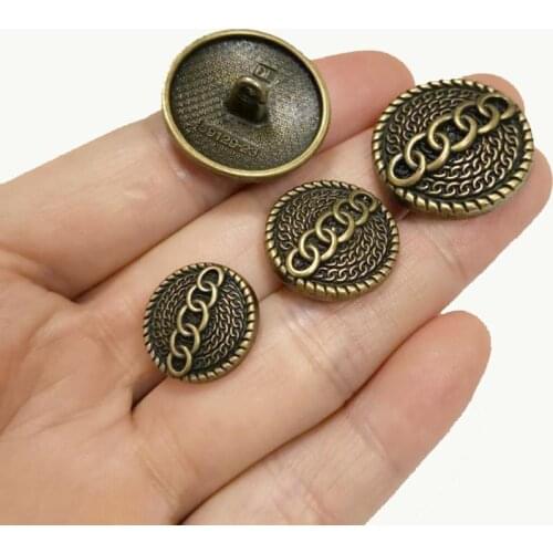 50pcs/lot 15mm,18mm,20mm antique brass color metal buttons garment coat sewing accessories buttons for clothing crafts