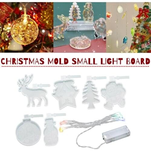 Christmas Silicone Resin Molds Christmas Tree Santa Mold DIY Jewelry Making Tools Hanging Decoration With Fairy Light String