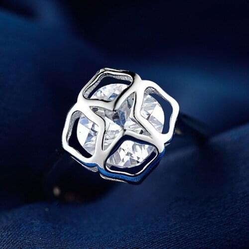 S925 Silver Color Ring Hollow Opening Ring Ladies Fashionable Jewelry Adjustable Girl Anniversary Exquisite Gift For Girlfriend