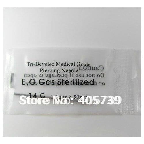 Piercing needles 14G 20G 16G Sterilized Medical Grade Piercing tools for Navel tongue Lip Belly bar 100pcs/lot Choose Size