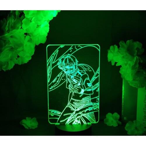 Anime Figurine Tokyo Ghoul Ken Kaneki Night Light 3D Illusion Otaku Lamp Home Bedroom Decoration Bedside Table LED Manga Art Dec