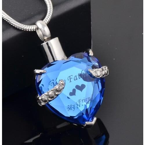 Family Member Loss Memorial Ash Keepsake Urns For Pet/Human Ashes Cremation Holder Jewelry Big Heart Crystal Urns For Ashes
