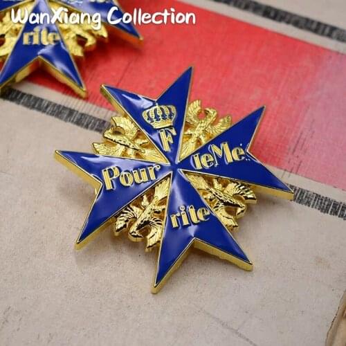 Top quality WW2 Prussian German Army WWI Gold Blue Max Pour Le Merite Medal brooch