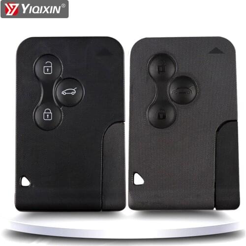 YIQIXIN 3 Button Smart Card Case Black Remote Car Key Fob Shell For Renault Clio Logan Megane 2 3 Koleos Scenic With Small Key