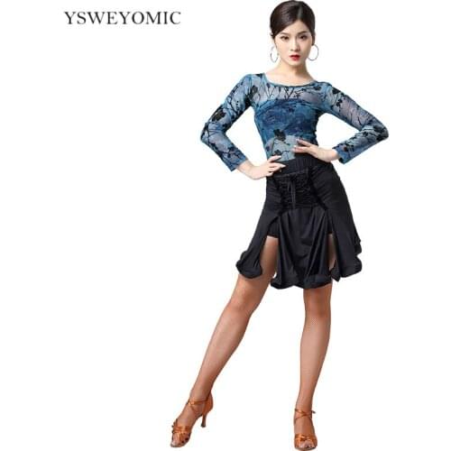 Sexy Latin Dance Skirt New Female Adult Skirt Underwear Split Dance Clothes Latin Dance Competition Clothes Dance Top & Skirt