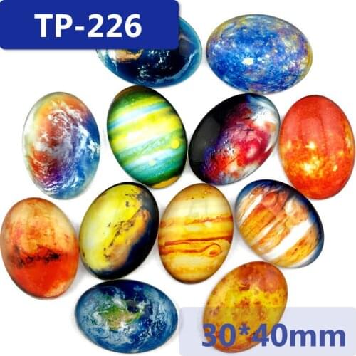 ZEROUP 30*40mm oval glass cabochon pictures mixed pattern fit base setting for jewelry embellishment flatback 10pcs/lot