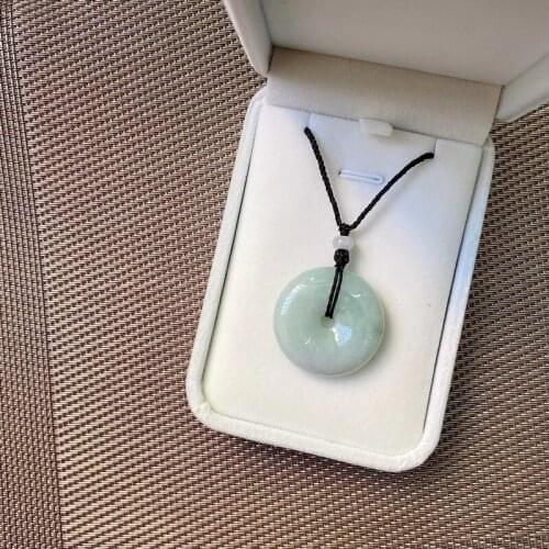 1Pc Natural Burma Jadeite Jewelry Drop Shipping Jade Pendant Hand Carved Safety Button Jade Stone Necklace Sweater Chains