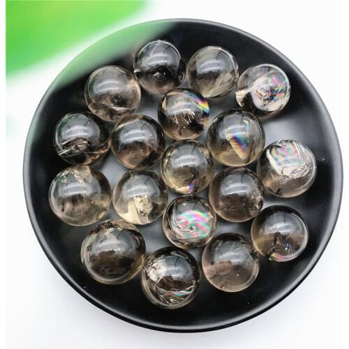 1PC Natural Rainbow Cracked Smoky Brown Quartz Crystal Sphere Ball Crystal Chakras Reiki Healing Natural Stones and Minerals
