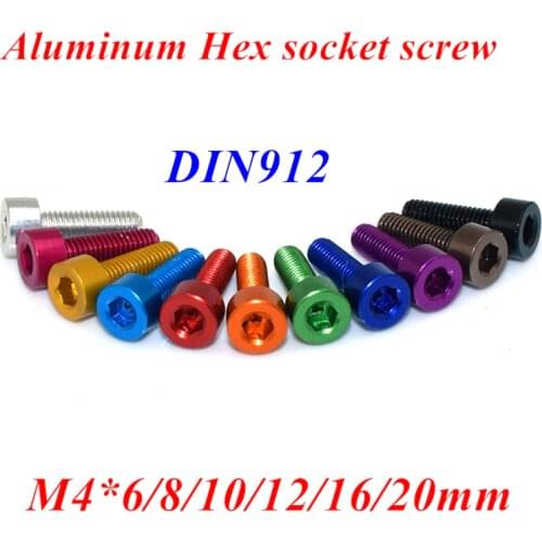 10pcs M4 Aluminum hex socket head cap screw M4*6/8/10/12/16/20/25mm 7075 Aluminum Alloy anodized Model Screws mix colors