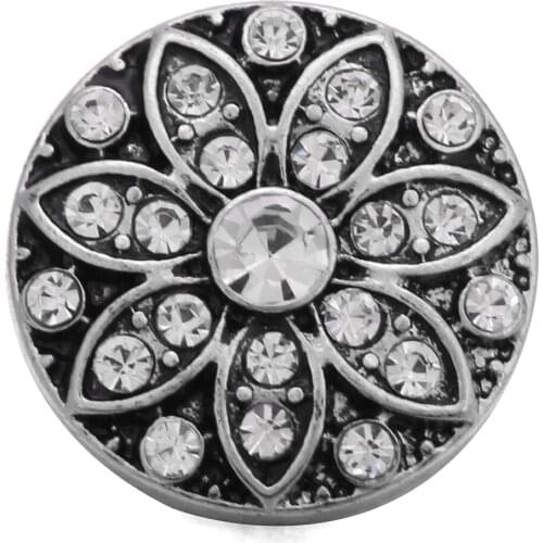10pcs/lot New Snap Jewelry Crystal Flower Metal Snap Buttons with Rhinestone Fit DIY 18mm Snap Bracelets Button Jewelry