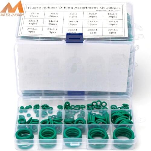 150-225PCS Fluorine Rubber FKM Sealing O-rings CS 1mm 1.5mm 1.9mm 2.4mm 3.1mm Green Gasket Replacements Kits OD 6mm-35mm S13
