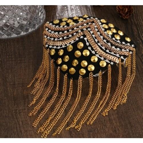 2 color Handmade epaulette jewelery tassel big shoulder brooch epaulet /epaulettes spikes/escapulario blazer accessories/pin