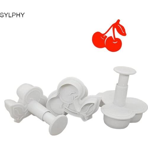 3 pcs/set Cherry Shape Plunger Mould Fondant mold Baking Cake Decorating Tools