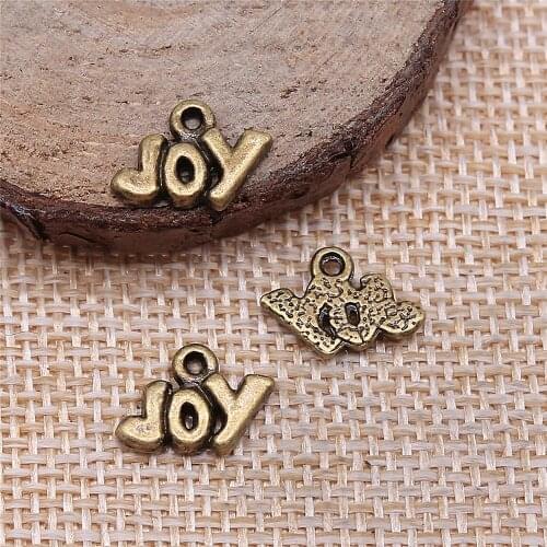Free shipping 108pcs 12x9mm antique bronze joy charms diy retro jewelry fit Earring keychain hair card pendant accessories