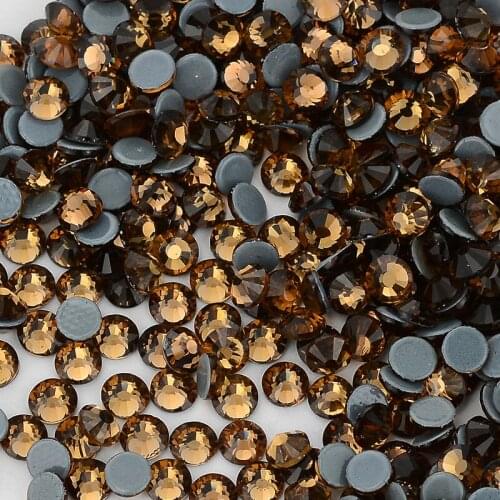Shining Smoked Topaz Flat Back HotFix Rhinestones Glass Hot Fix Crystals Rhinestones Clothing Bag Shoes Nail Art Crystal
