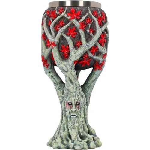 Tree of Life Wine Goblet Resin Stainless Steel Tea Coffee Mugs Creative Drinkware Friends Gift