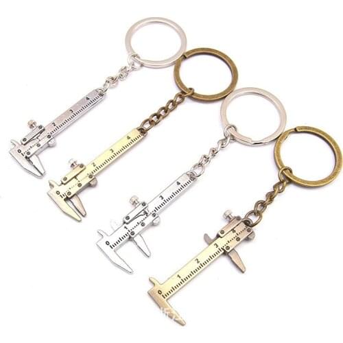 20PCS/Lot Mini 3D Movable Vernier Caliper Keychain Portable Measuring Tool Alloy Key Chains Tool Pendant Keyring Jewelry