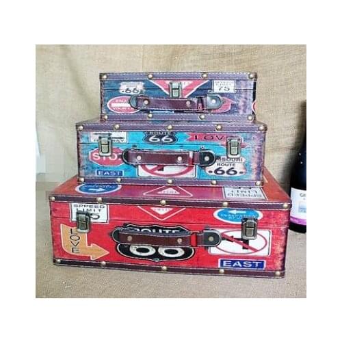 British vintage leather box British New colored leather suitcase with wooden suitcase props SET Wholesale factory direct selling