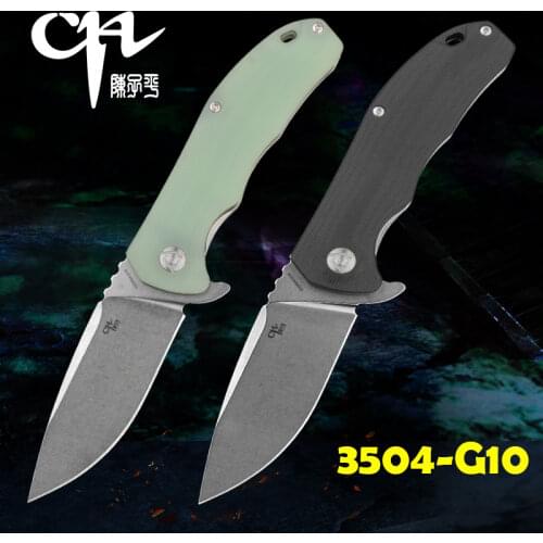 CH 3504 Hunting Survival Camping G10 Handle Material High Carbon D2 Steel Thumb Stud Pocket Clip Heavy Duty Outdoor Knife
