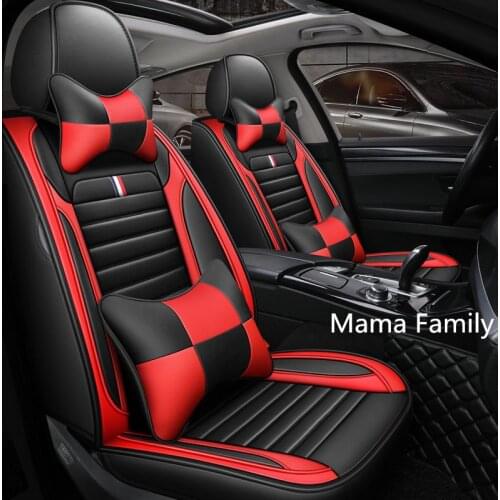 Car Seats Covers PU Leather 5 Seats Covers Front Seats Covers Blue Black Red Sport Style Anti Dirt Anti Water Full Seats Covers
