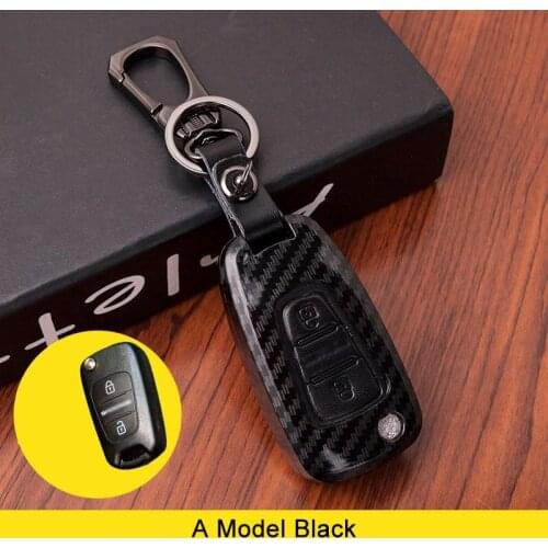 3 Buttons Carbon Fiber+Leather Car Key Case Cover For Hyundai I30 For Kia Rio K2 K5 Soul Ceed Sportage Forte Cerato