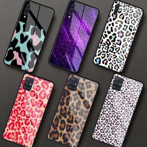 Leopard Print Pattern Cover for Samsung Galaxy A51 A50 A71 A70 A31 A21s A40 M31 M51 A41 A30 A10 A91 A52 A72 5G Glass Phone Case