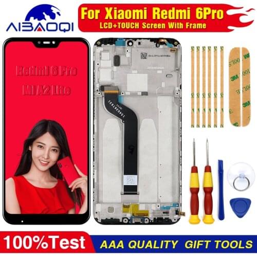 AiBaoQi For 5.84'' Xiaomi Mi A2 lite Redmi 6 Pro LCD&Touch screen Digitizer with frame assembly lcd screen display replacment