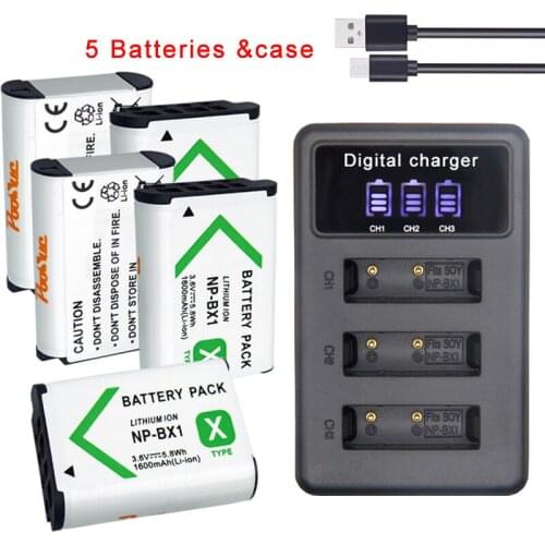 Np-bx1 USB LCD Dual Charger + 4pcs np bx1 bateria Npbx1 NP-BX1 Batteries For Sony DSC-RX100 HDR-AS15 AS10 AS100V