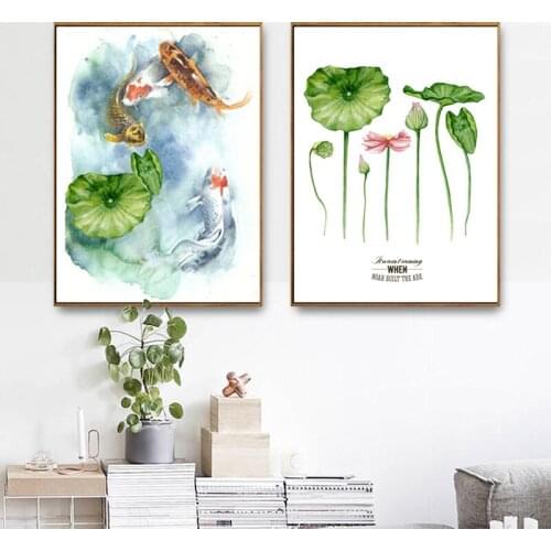 HAOCHU Traditional Chinese Ink Painting Lotus Pond Still Life Wall Painting On Canvas Picture For Home Chinese Restaurant Decor