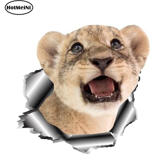 HotMeiNi 13cm x 12.6cm 3D Lion Car Sticker Torn Metal Vinyl Decal Reflective Sticker Wild Animal Decals Waterproof Accessories