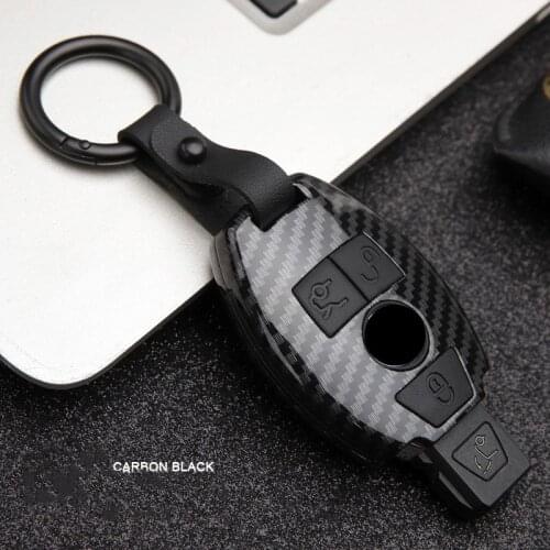 Carbon Car Key Case For Mercedes for Benz E C G M R S Class 204 212 216 SLS SLK GLK CLK E400 Remote Fob Protector Cover Keychain